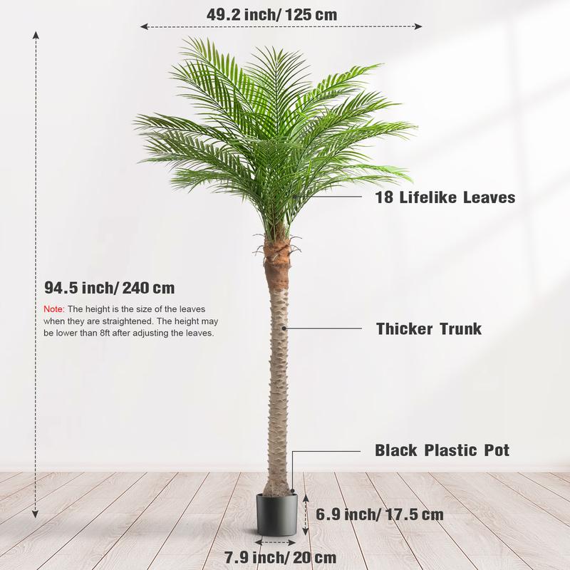 Artificial Phoenix Palm Tree, Simulation Plant, 7 8 9 Feet Tall with 18 Adjustable Leaves, Outdoor Indoor Decoration Fake Plants for Home Office Decoration Decorative Fruit Outdoor Tall Plants artificial greenery Ornaments potted  plant