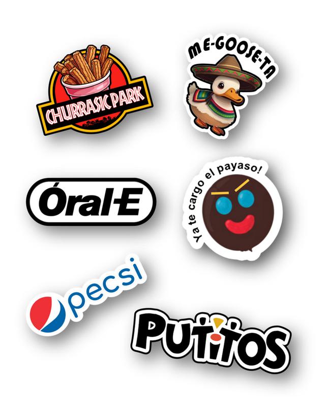 30-Pc Mexican-Themed Parody Sticker Pack Designs! Durable Vinyl, All-Season, Perfect for Hard Hats, Toolboxes, Tumblers & More! Decor Decorative