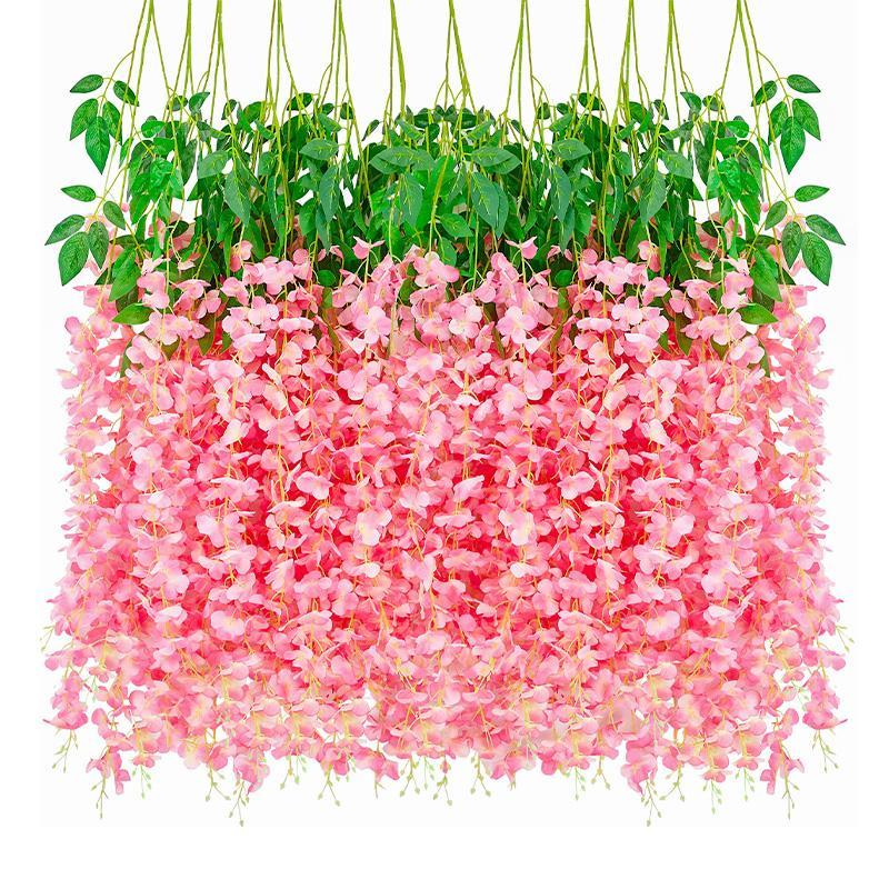 Artificial Flower Hanging Garland, 12pcs set Fake Flower Hanging Vine Garland, Fake Flower for Wedding Party Home Decor