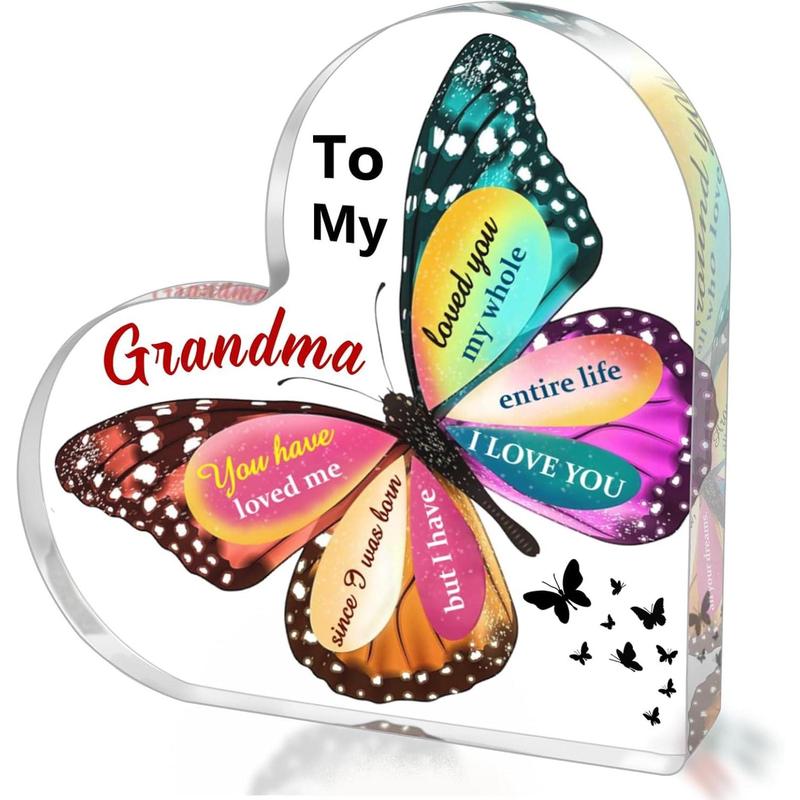 Birthday Gifts for Grandma from Grandkids, to My Grandma Acrylic Heart Sign Keepsake Presents, Mothers Day Christmas Valentines Day Gifts for Grandma Grandmother