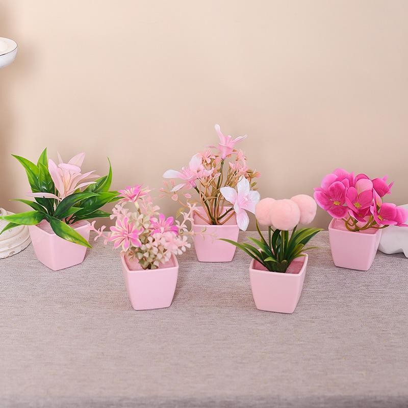 Artificial Potted Plant, 5pcs set Mini Simulated Faux Decorative Plant with Flower Pot, Home Decor Supplies for Living Room, Bedroom, Office Desk, Bookshelf and Windowsill