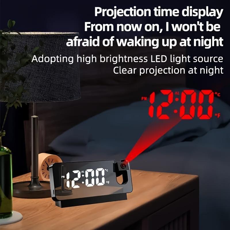 Projection Alarm Clock, 1 Count 7.8 Inch Large Digital Clock with 180° Projector, USB Charging Clocks, Room Decor, Dorm Essentials, Summer Essentials