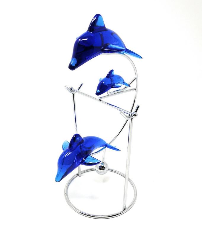 Cute Dolphin Desk Toy Physical Swing Lucky Toy Executive Simple Decoration- Family of Three Dolphins