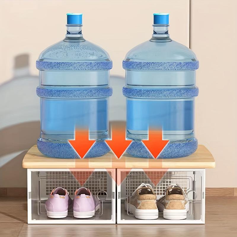 6 12pcs Thickened Transparent Shoe Boxes With Lid, Foldable Stackable Shoe Rack, Free Combination, Plastic Sneaker Container, Space Saving Storage Organizer For Entryway, Bedroom, Home, Dorm, Etc