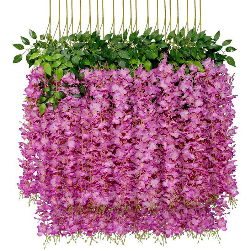 Artificial Flower Hanging Garland, 12pcs set Fake Flower Hanging Vine Garland, Fake Flower for Wedding Party Home Decor