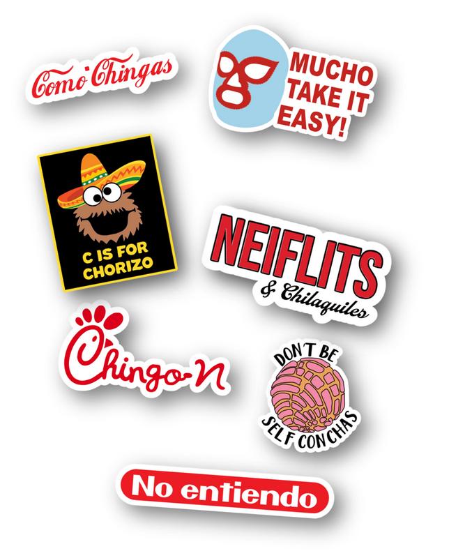 30-Pc Mexican-Themed Parody Sticker Pack Designs! Durable Vinyl, All-Season, Perfect for Hard Hats, Toolboxes, Tumblers & More! Decor Decorative