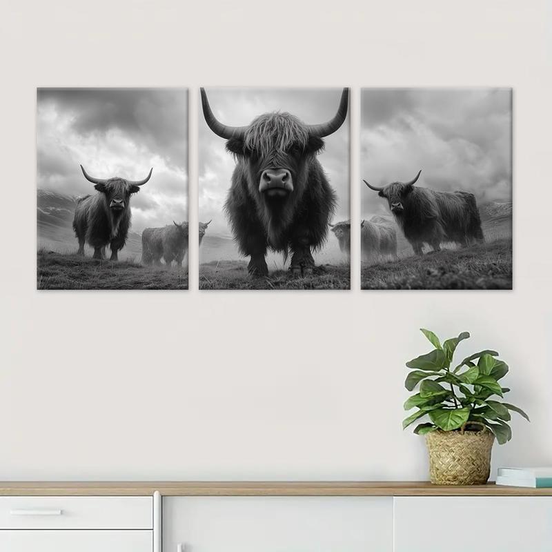 Wooden Framed Canvas Painting, 3 Counts Modern Animal Pattern Wall Art, Wall Decor for Home Living Room Bedroom Office