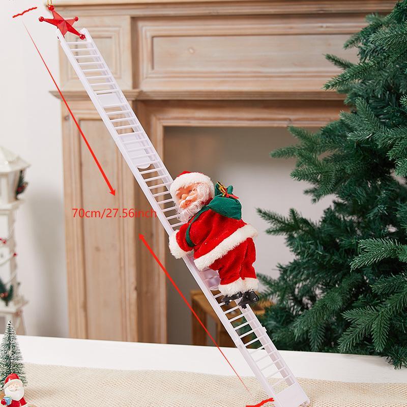 Santa Claus Design Christmas Decoration, 1 Count Climbing Ladder Santa Claus with LED Light, Music, Festive Decorations for Home Party (Battery Powered, without Battery)