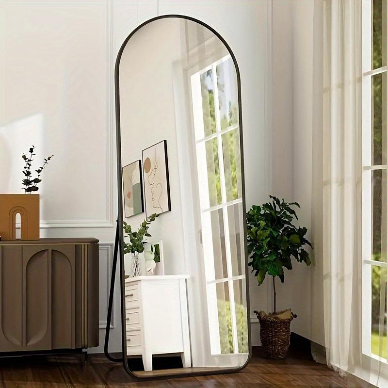 Arched Full Length Mirror, Full Body Mirror with Stand, Hanging or Leaning for Wall, Aluminum Alloy Thin Frame Floor Standing