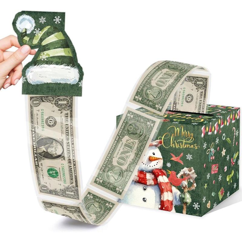 Christmas Party Gifts, Money Box for Cash Gift, Merry Christmas Money Gift Box with Pull Out Card and Cash Holder, Christmas Money Box Pull Surprise, Christmas Money Pull Box for Kids Adults