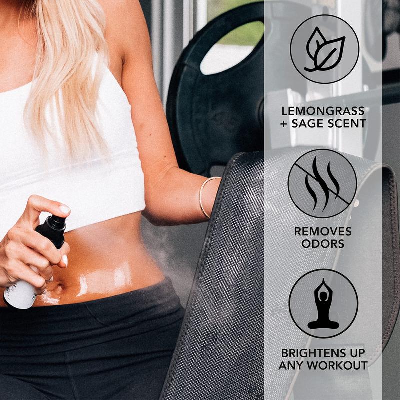 Sweet Sweat Waist Trimmer Cleaning Spray | Freshen & Clean Neoprene Trimmers, Yoga Mat, Gym Equipment & More! | Made with Lemongrass & Sage Oil - 4oz.