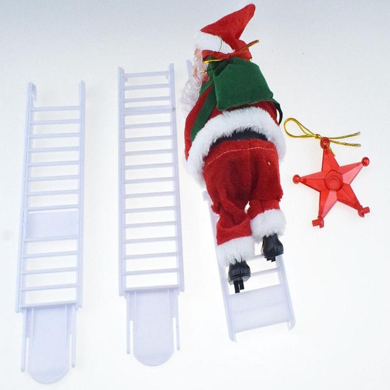 Santa Claus Design Christmas Decoration, 1 Count Climbing Ladder Santa Claus with LED Light, Music, Festive Decorations for Home Party (Battery Powered, without Battery)