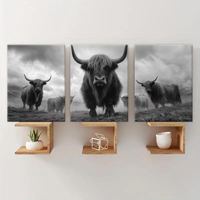 Wooden Framed Canvas Painting, 3 Counts Modern Animal Pattern Wall Art, Wall Decor for Home Living Room Bedroom Office