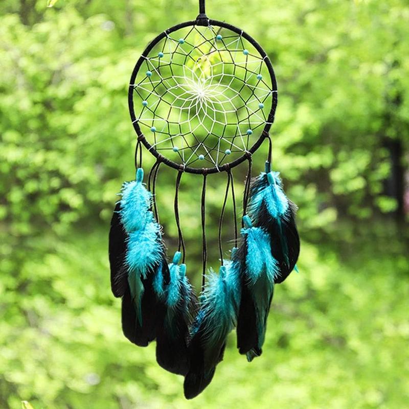 Blue Dream Catchers Handmade, Boho Traditional Circular Net for Wall Hanging Decor, Bedroom, Home Decoration, Art Ornament Craft Gift