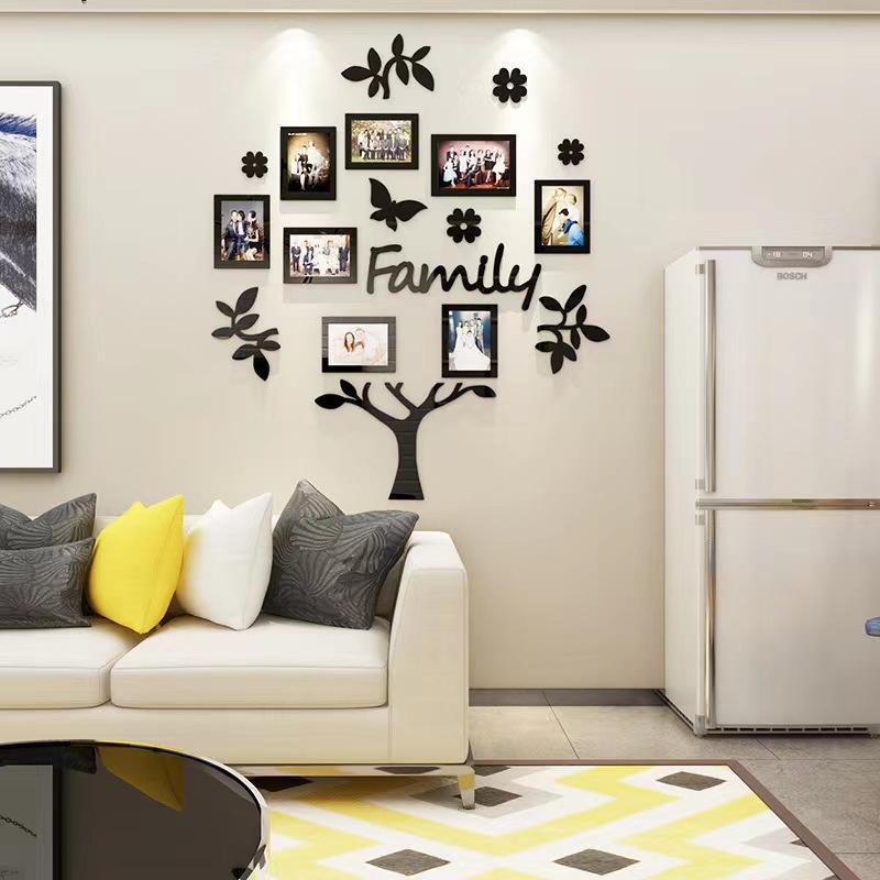 Family Tree Design Wall Sticker, 1 Set Creative 3D Acrylic Wall Decal, Wall Art Decor for Home Living Room Bedroom