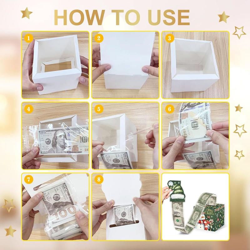 Christmas Party Gifts, Money Box for Cash Gift, Merry Christmas Money Gift Box with Pull Out Card and Cash Holder, Christmas Money Box Pull Surprise, Christmas Money Pull Box for Kids Adults