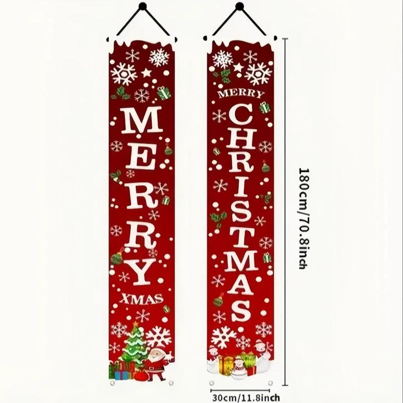 Christmas Themed Door Banner, 1 Pair Merry Christmas Door Hanging Banner, Festive & Party Supplies for Home & Garden Decoration