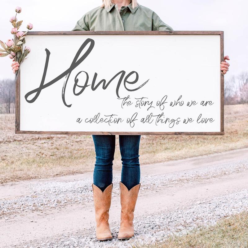 LTD Home The Story Of Who We Are A Collection Of All Things We Love, Home Story Family Sign, Wedding Gift, Farmhouse Sign,Unframe