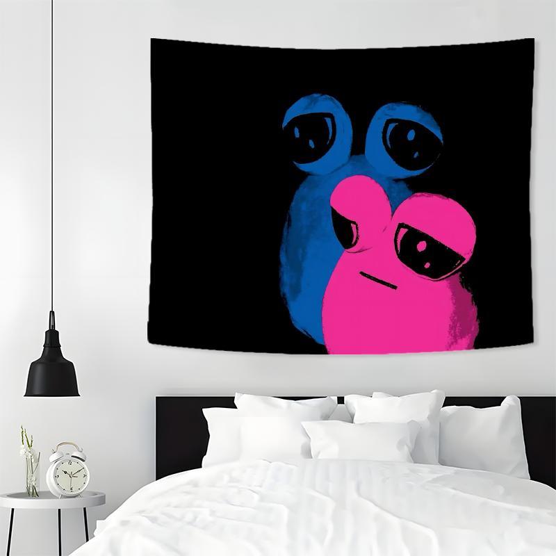 Abstract Frog Couple Pattern Tapestry, 1 Count Aesthetic Wall Hanging Decor, Polyester Tapestry for Bedroom Home Office Decor, Accessories with Free Installation Package