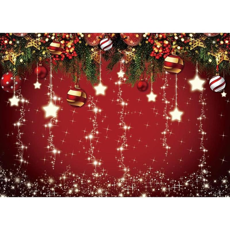 Christmas Background 7x5ft Red Christmas Backdrop Sparkling Stars Christmas Backdrop New Year Eve Party Xmas Holiday Decorations Photography Banner