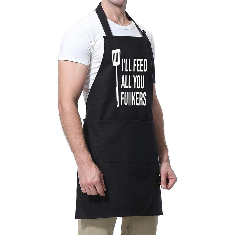 Fun Cooking Apron Suitable for Men Women-Dad Gift, Funny Gift for Men Mom-Birthday Gift for Father Christmas, Dad Stepfather Brother Boyfriend Husband-Cool Barbecue Chef Apron for Men