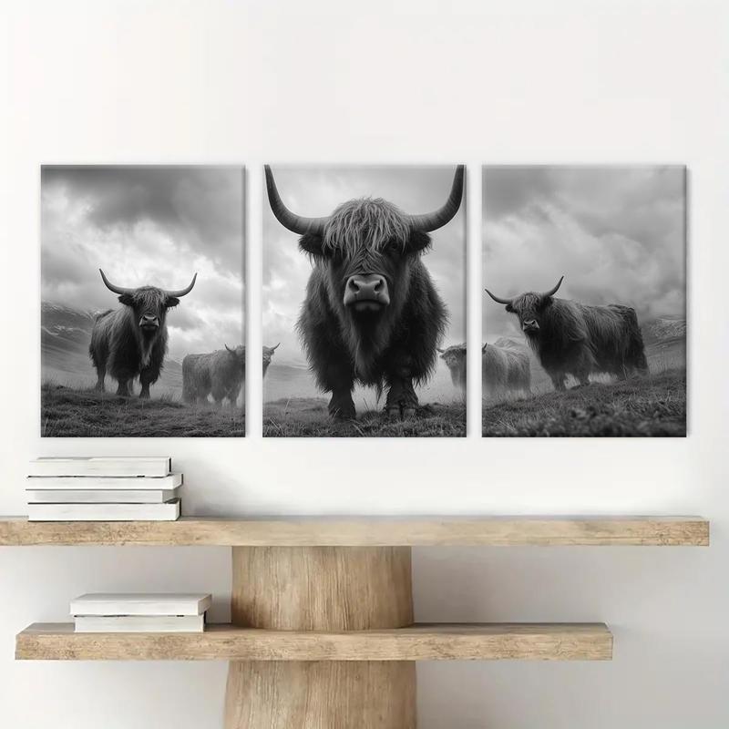 Wooden Framed Canvas Painting, 3 Counts Modern Animal Pattern Wall Art, Wall Decor for Home Living Room Bedroom Office