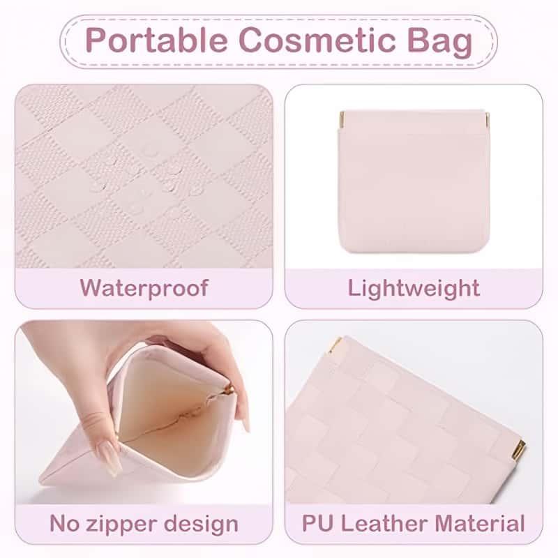 Portable Data Cable Leather Storage Bag, 1 Count Multi-purpose Waterproof Dustproof Storage Bag for Lipstick, Charger, Headphone, Automatic Closing Bag