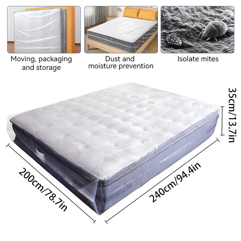 94 M49*78.74*13.78in Storage Plastic Dust and Moisture Bag Heavy Duty Waterproof Mattress Plastic Film Bag PE Moving Supplies Sofa Transparent