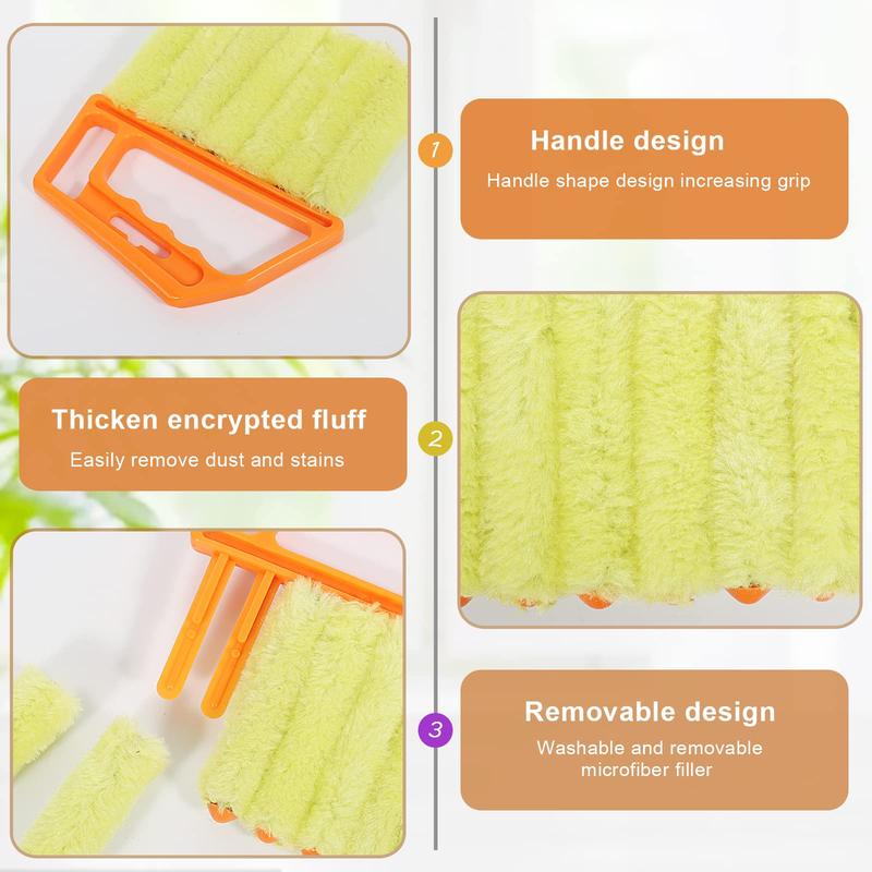 2 count Window Venetian 7 Finger Dusting Cleaner Tool and 1 count Window Blind Cleaner Duster Brush Hand-Held Window Shutters Venetian Shades Brush Window Air Conditioner Duster Dirt Cleaner … Yellow