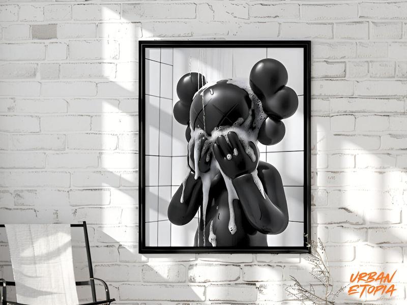 Kaws in Shower Hypbeast Poster - Printable Art for Shower Wall Art, Washroom Wall Decor, Graffiti Kaws Wall Art