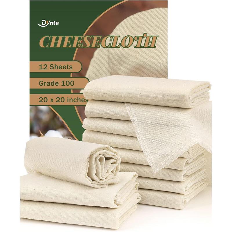 Cheesecloth for Straining Grade 100, 8 Pieces Reusable Hemmed Cheesecloth 20 x 20 Inches, 100% Unbleached Cotton Cheese Cloths for Straining, Filtering, Canning, Covering, Polishing and Decoration