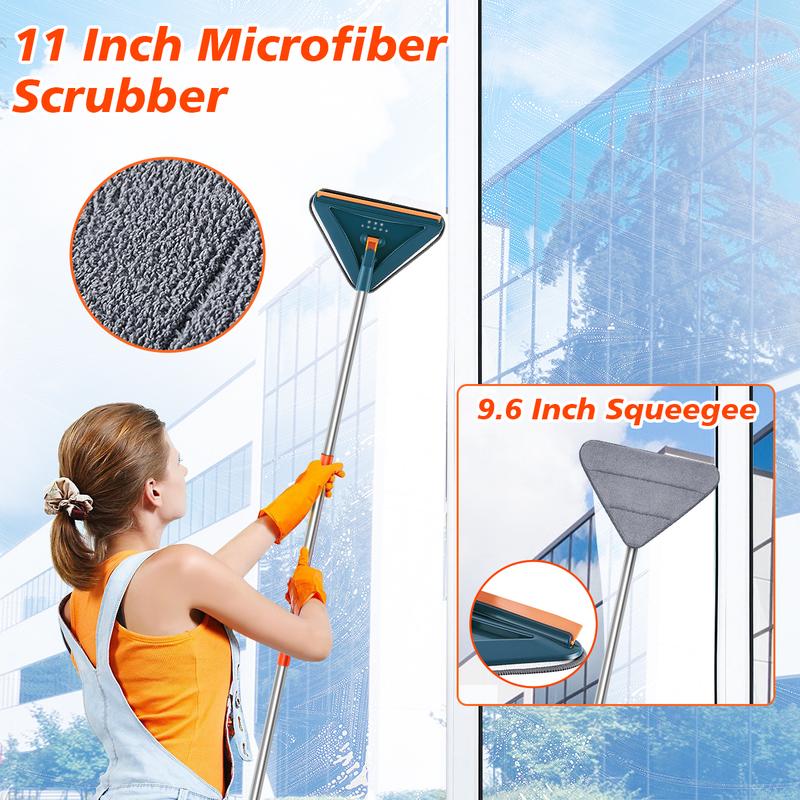 STILLCOOL Long Handle Wall Cleaner Adjustable Length Wall Mop 360° Spinning Head Floor Wall Washing Cleaning Tool for Walls Ceiling Fans Floors Baseboards Dust Kitchen General Purpose, Holiday Thorough Cleaning,6 Replacement Pads and 1 Silicone Squeegee