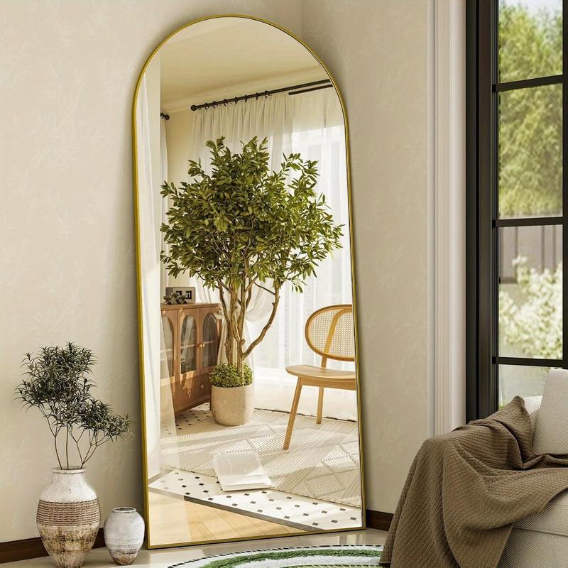 Full Length Floor Mount Mirror-Aluminum Alloy Frame-Arch Mirror Full Length HD-Full Body Mirror-for Bedroom or Living Room