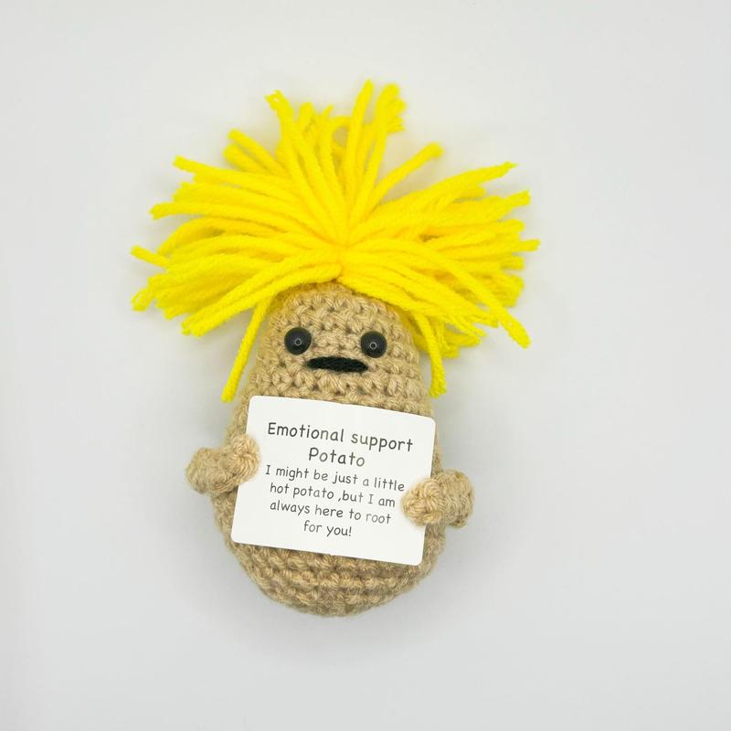 Emotional Support Potato Crochet Ornament, 1 Count Funny Positive Life Potato Crochet Gift, Knitting Handmade Emotional Support Party Decoration