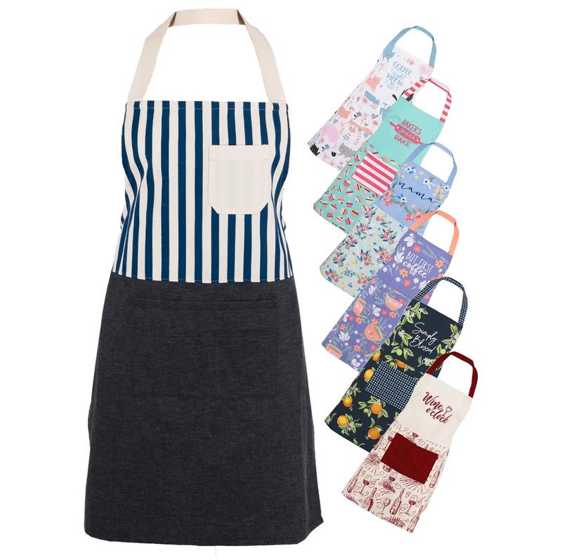 Navy Chef Kitchen Apron with Pockets, 28