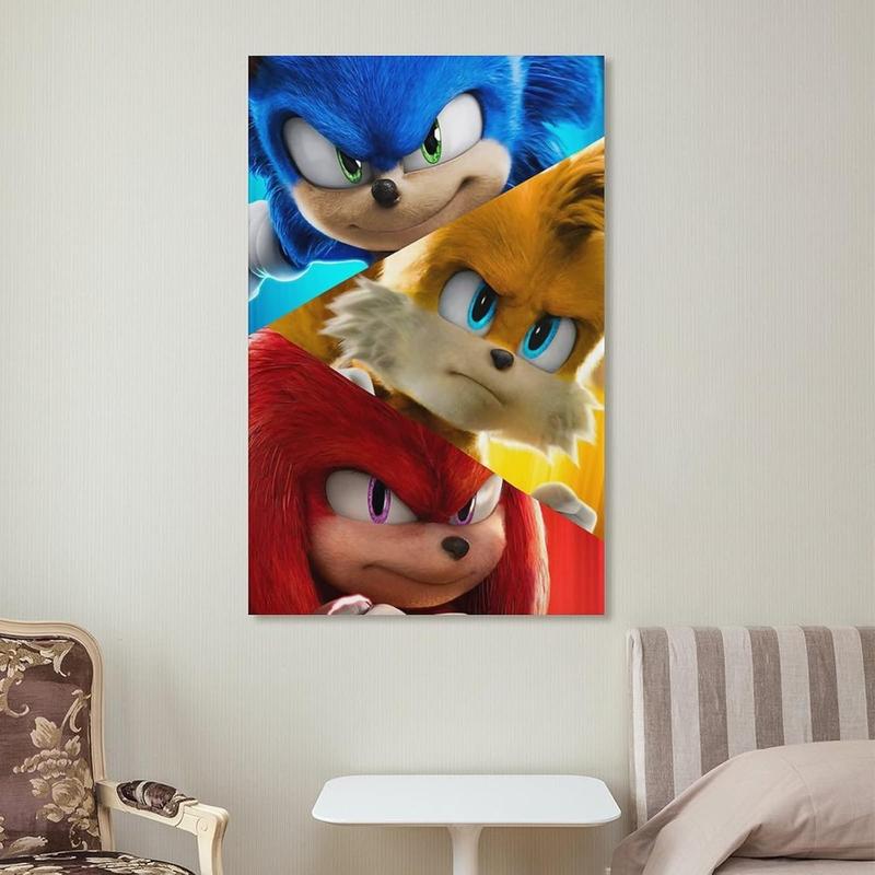 Cartoon Canvas Wall Art Sonicds The Hedgehog 2 Poster Prints on Canvas Paitng Home Kitchen Wall Decor 08x12inch(20x30cm) Artwork Room