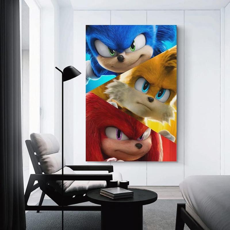 Cartoon Canvas Wall Art Sonicds The Hedgehog 2 Poster Prints on Canvas Paitng Home Kitchen Wall Decor 08x12inch(20x30cm) Artwork Room