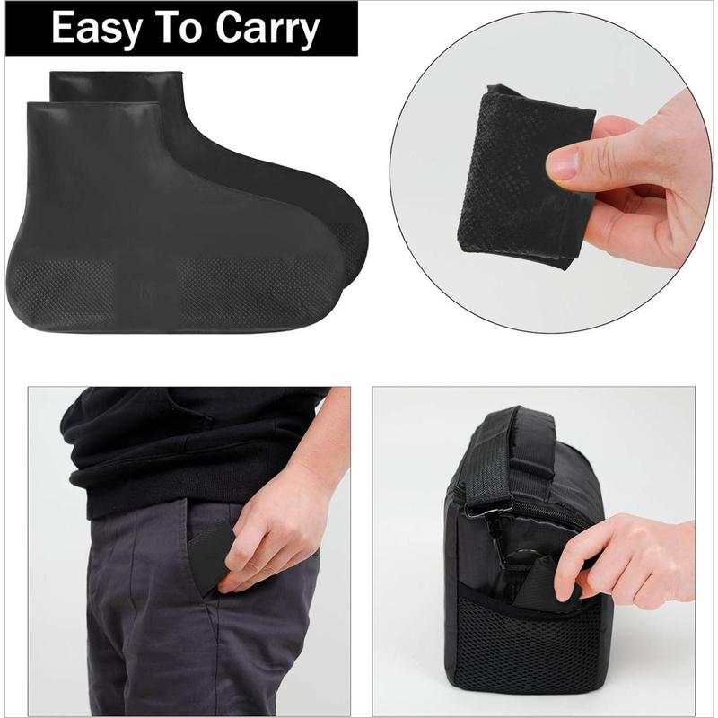 Waterproof Shoe Covers, Reusable Silicone Shoe Protectors for Men, Women, Durable, Easy To Carry, Nonslip Rain Shoe Covers for Rain, Snow, Car Washing, Camping