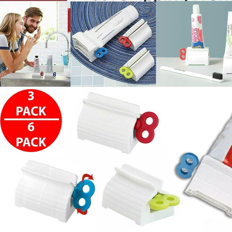 6x Toothpaste Squeezer Bathroom Tube Easy Stand Dispenser Rolling Holder Seat