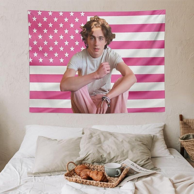 American Timothee Flag Tapestry Chalamet Poster Suitable for College Dormitories, Bridal Chambers, Living Rooms, Dormitories, Background Decorations, National Flag Gifts Merch 30