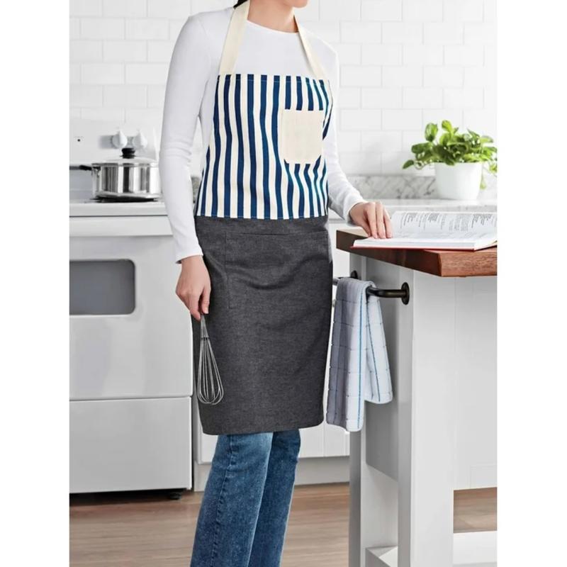 Navy Chef Kitchen Apron with Pockets, 28