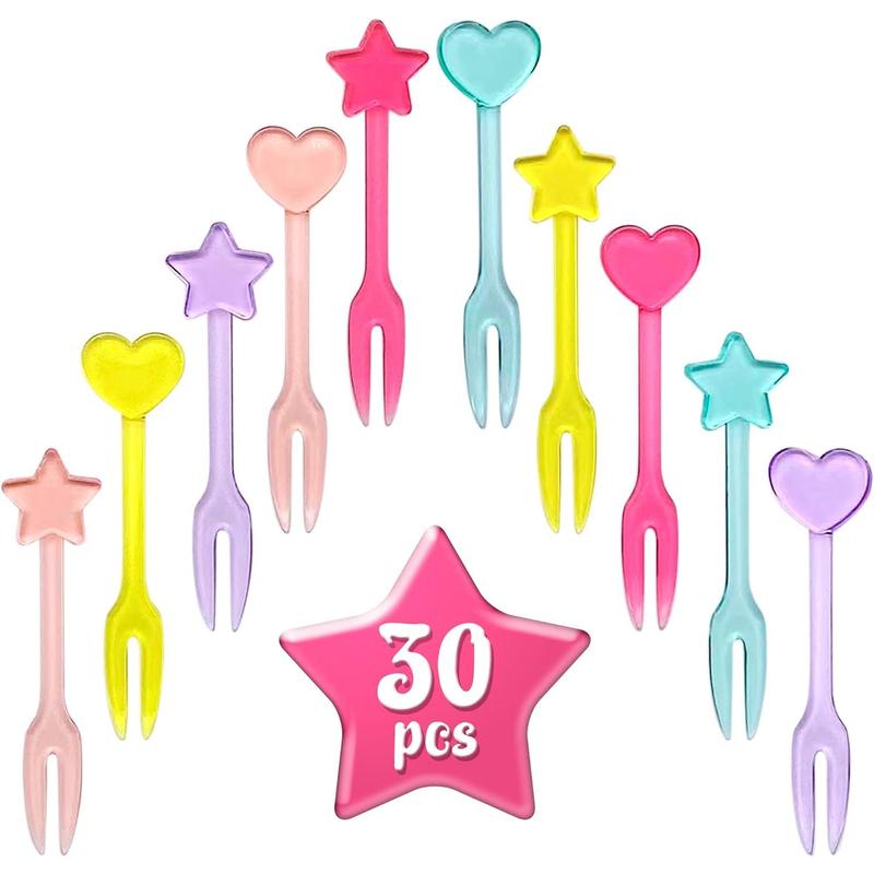 Forks for Kids – 30 - Picks for Kids Fruit Forks Bento Box Picks Reusable Mini Toothpick Sticks Heart Dessert Forks for Children Party Bento Lunch Box Disposable