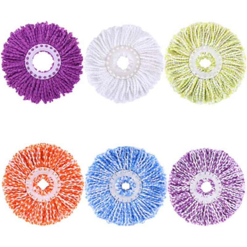 6 Pack Spin Mop Replacement Heads, [6.3 Inch,Round Shape] Microfiber Mop Refills for Easy Cleaning 360 Degrees Spin Mop, (6 Colors)