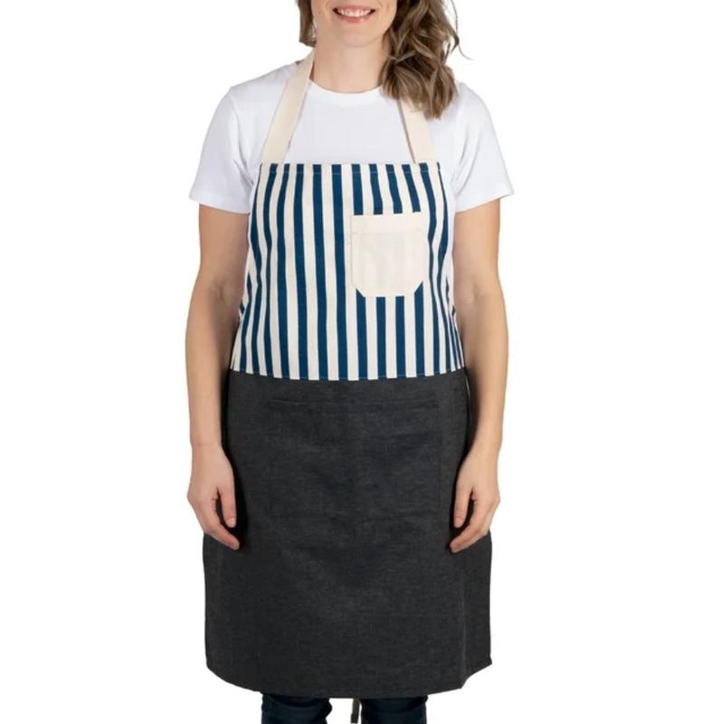 Navy Chef Kitchen Apron with Pockets, 28