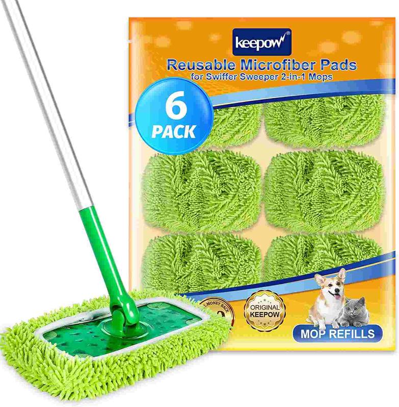 KEEPOW Dry Sweeping Wet Mopping Cloths for Swiffer Sweeper Reusable & Washable Microfiber Mop Pads (Mop is Not Included)