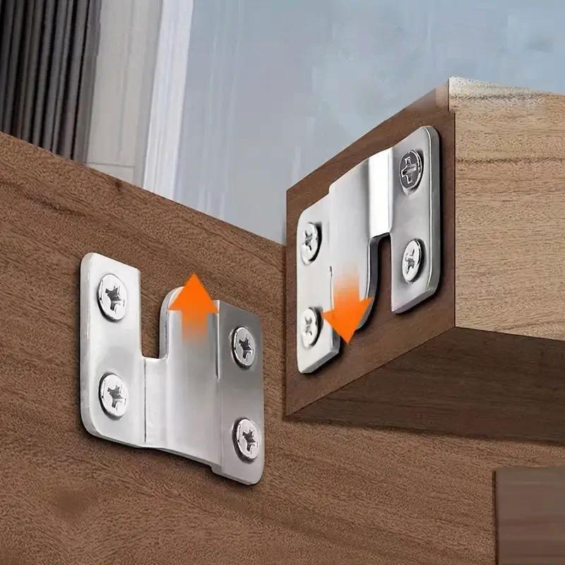 Interlock Hanging Buckle, Flush Mount Bracket, Furniture Connector, Wall Picture Frame Hanger, Display Photo Frame Hooks