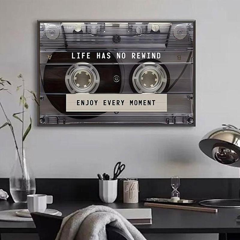 Room Decor Cassette Tape Pattern Unframed Painting, 1 Count Modern Wall Art, Wall Decor for Home Living Room Bedroom Office School, Vanity Decor Accessories