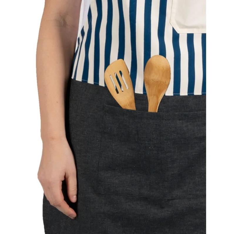 Navy Chef Kitchen Apron with Pockets, 28