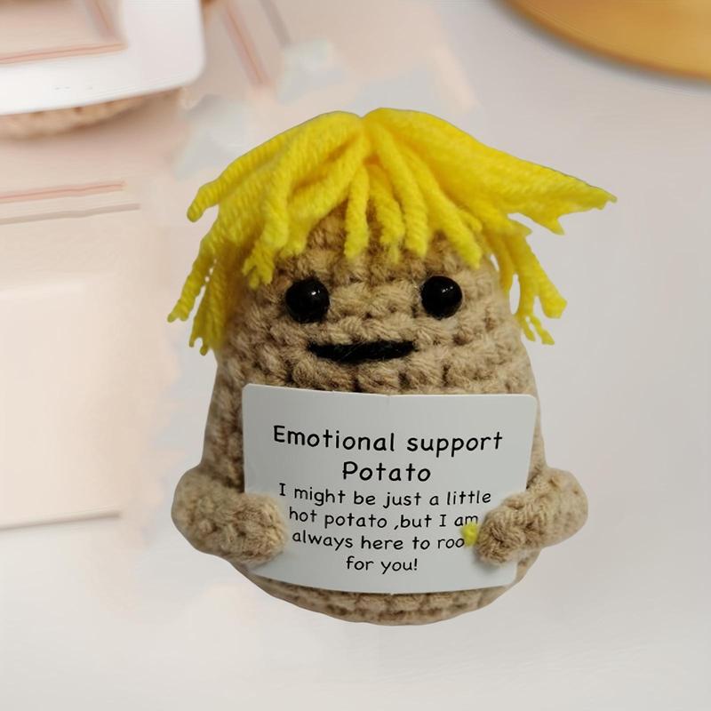 Emotional Support Potato Crochet Ornament, 1 Count Funny Positive Life Potato Crochet Gift, Knitting Handmade Emotional Support Party Decoration