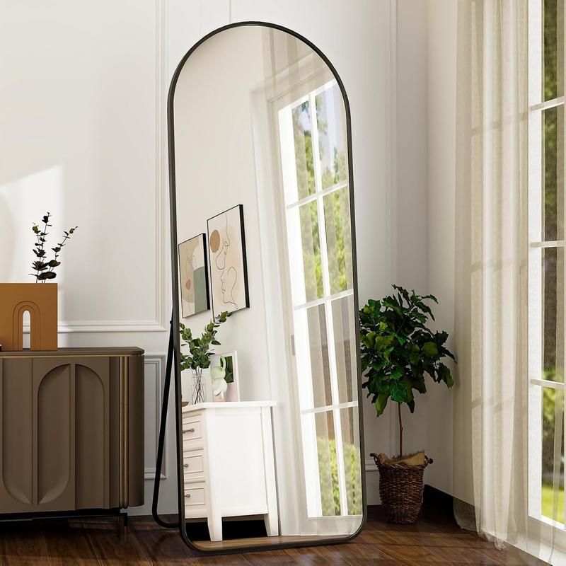 Full Length Floor Mount Mirror-Aluminum Alloy Frame-Arch Mirror Full Length HD-Full Body Mirror-for Bedroom or Living Room